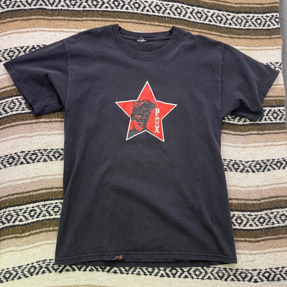 Vintage The Psychobilly Orchestra X P.O.X. Black Red Star Tee Shirt Sz Large VTG